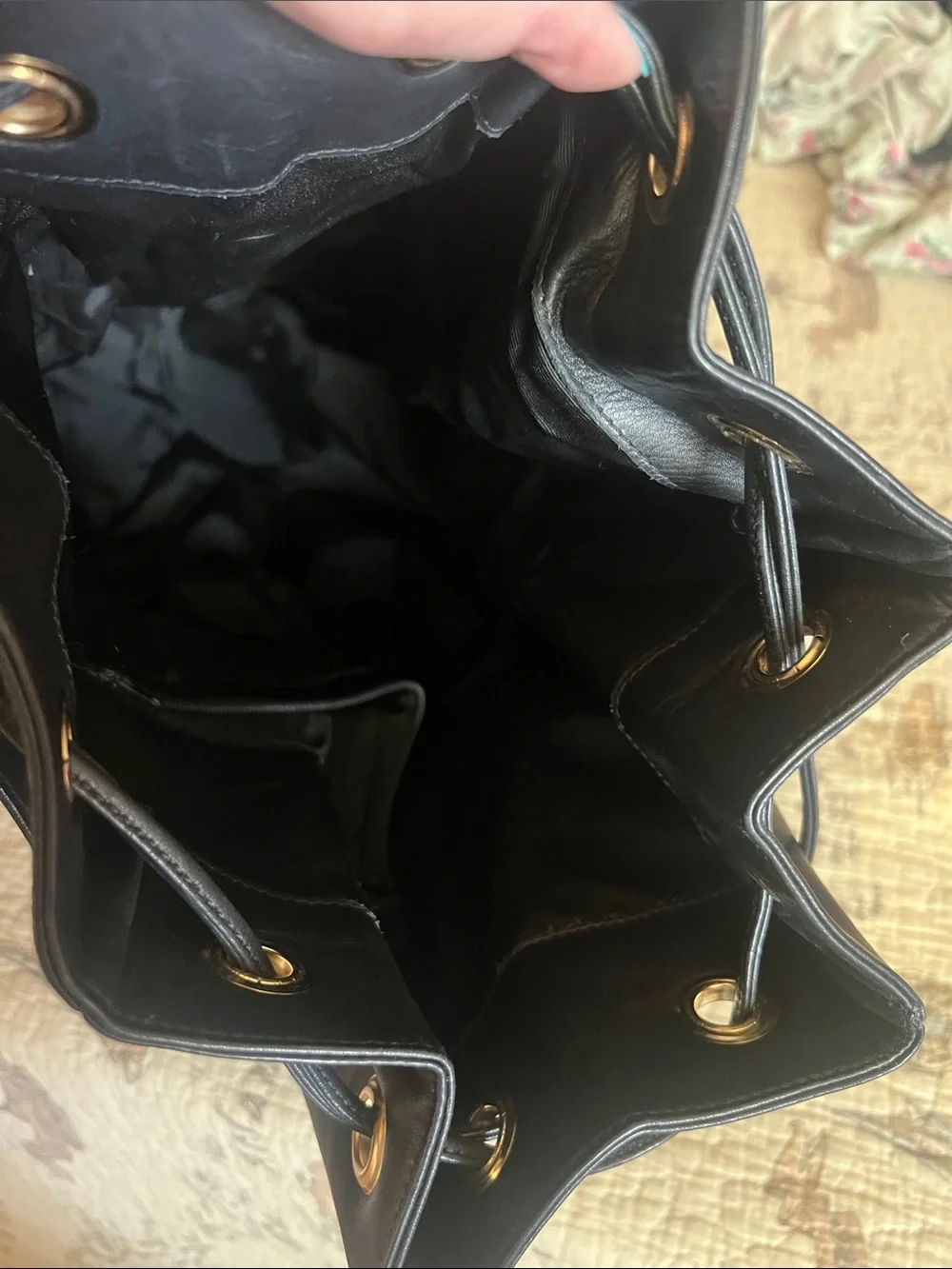 Vintage PIBRA Black Soft Leather Drawstring Bag